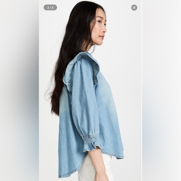 We The Free Louise Button-Front Denim Top Size S NWT $128 - Picture 3 of 13